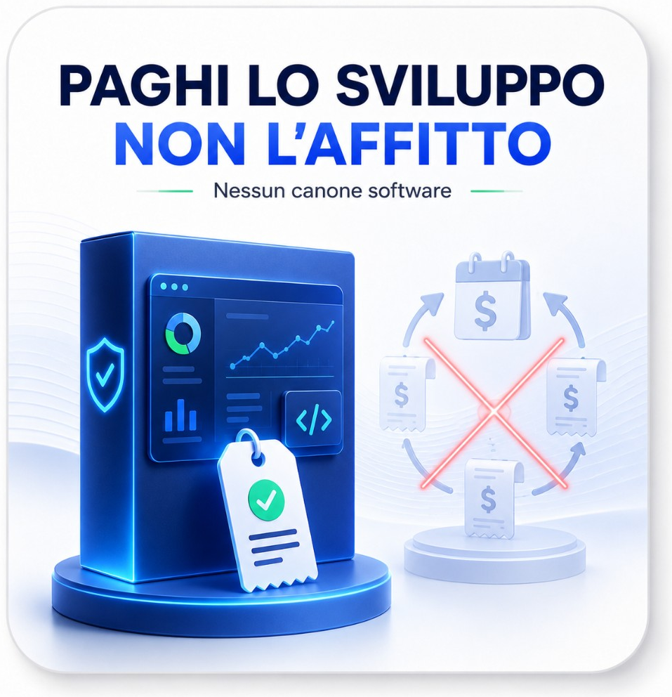 Paghi lo sviluppo, non l&rsquo;affitto: il software resta tuo, senza canone obbligatorio verso S-Data